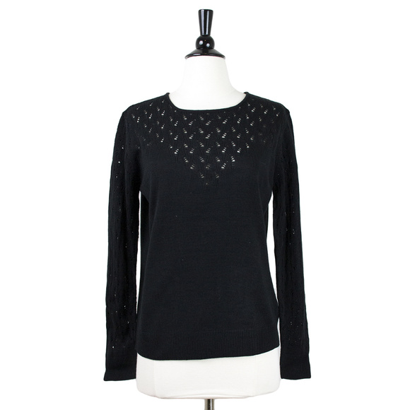 Pepaloves | Black Pointelle Knit Pullover Sweater - Picture 1 of 4